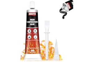 Miioto 100ml Colle Haute Temperature, Silicone Haute Temperature, Colle Haute Temperature Four, colle pour Vitre Four pour Cheminée, Micro Ondes, Cheminées, Grils, Hotte Aspirante, Durcissement Rapide