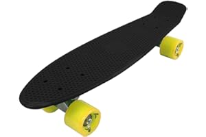 Vinsani® Retro Cruiser Plastic Skateboard 22" X 6" Available In Various Deck Colours with Transparent or Solid Coloured Wheels Includes a Free Carry Bag for the Skateboard