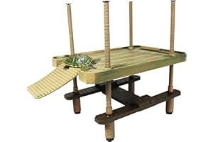 QeeHeng Schildkröte Schwimmende Sonnenplattform, schwimmende Sonnenplattform, Schildkröten-Baskingplattform mit Leiter,Schildkrötenlebensraum, Schildkröten-Tank-Zubehör (Groß)