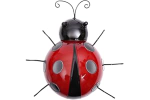 Djowyh Decoración de metal para jardín, mariquita, jardín, decoración de pared, escarabajo, decoración de jardín, mariquita, escultura de pared, para valla al aire libre, terrazas