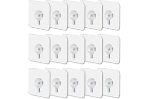 Auptiz 15 pezzi Ganci per Quadri Muro Adesivi,Viti adesive, ganci autoadesivi,Ganci Adesivi,Gancio Trasparente Chiodo Libero Impermeabil,con viti