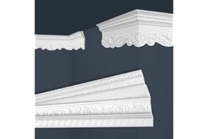 MARBET DESIGN Marbet soffitto modanature bianco pacchetto risparmio di styrofoam EPS - stucco modanature fantasia, nel design tradizionale - (20 metri B-49) modanature decorative modanature angolari