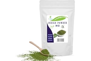 ‎ETC COSMETIC`S Indigo Powder - 100 gr - Kräuter-Haarfärbemittel aus den Blättern einer Indigopflanze. Es gibt schwarze, rabenschwarze oder bläulich schwarze Farbe.