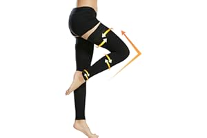 Evolyline Medyczne pończochy uciskowe dla kobiet i mężczyzn, 20-30 mmHg, klasa II uda, długie skarpety uciskowe, podkolanówki bez stóp, z silikonowym paskiem do stopniowego wsparcia żylaków