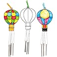 Baker Ross AT677 Hot Air Balloon Colour in Wind Chime Decorations Suncatcher - Pack of 4, Stained Glass Effect for Children to Make and Display