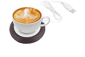 RAGUSO USB Kaffeewärmer Tassenwärmer Elektrisch Tee Kaffee Milch Tassenwärmer für den Heimgebrauch im Büro(Dunkles Holzkorn)