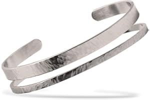 Nato Cuff - Bransoletka ze stali nierdzewnej młotkowana mankietowa bransoletka ręcznie wykonana we Francji biżuteria męska i damska