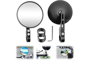 KQWVZ Motorrad Spiegel, 2 Stück Runde Lenkerendenspiegel, 360° Drehung Und 146° Lenkerspiegel Mit Zwei 22mm Spiegel Halterungen, Kompatibal Mit Die Meisten Motorradmarken, Streetbikes, Atvs