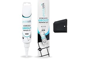 PENTA USA KITCHEN & BATH ALL FAUCETS-ACCESSORIES PentaUSA Grout Reviver - 250 gr Black Grout, Tile Adhesive Grout Filler Tube, Fast Drying Grout Repair Kit, Grout Float, Grout Cleaner - Waterproof Grouts for Bathroom, Kitchen (250 Grams, Black)