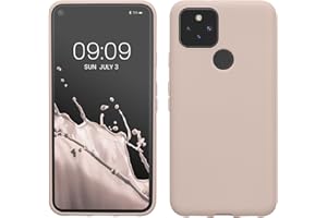 kwmobile Funda para Google Pixel 5 Carcasa - Ultrafina de TPU y Silicona con Bordes elevados anticaídas - Beige Rosa Claro