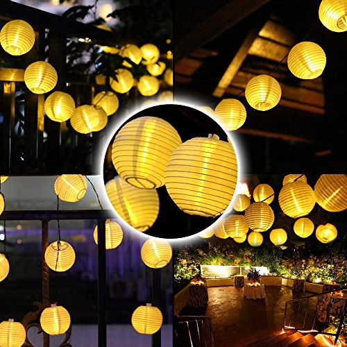 Solar Lichterkette Lampions , Ubegood Lichterkette 20er LED Lampions Laterne 3Meter für Outdoor , Haus , Garten , Party , Weihnachten , Weihnachtsbaum , Warmweiß [Energieklasse A+++] - 5