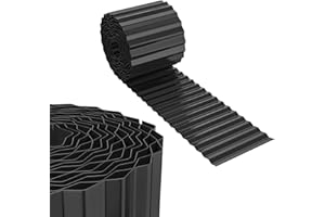 NAIZY Bordo per aiuole in metallo, 10 m, zincato, 15 cm, larghezza fai da te, flessibile, per piante da giardino, ortaggi, floral, nero