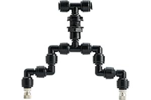 VEXPLO Reptilien Terrariendüse 360° Verstellbarer Düsen Reptilien Fogger Mist Sprinkler Doppelkopf Schwarzer Sprühdüse für Aquarium den Regenwald