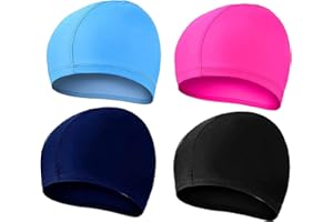 EXIIANTAG 4 Pcs Swimming Caps for Kids Girls Boys and Adult Teenager,Comfortable Light Swimming Caps,Super Stretch No Pull Hair Swimming Hats for Long and Short Hair