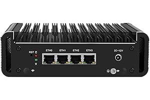 KINGNOVYPC Firewall Micro Appliance, 4 Port i226 2.5G LAN Fanless Mini PC Celeron J4125, 8GB DDR4 128GB SSD, 4*USB, HDMI, DP, Ethernet AES-NI VPN Router PC, Openwrt