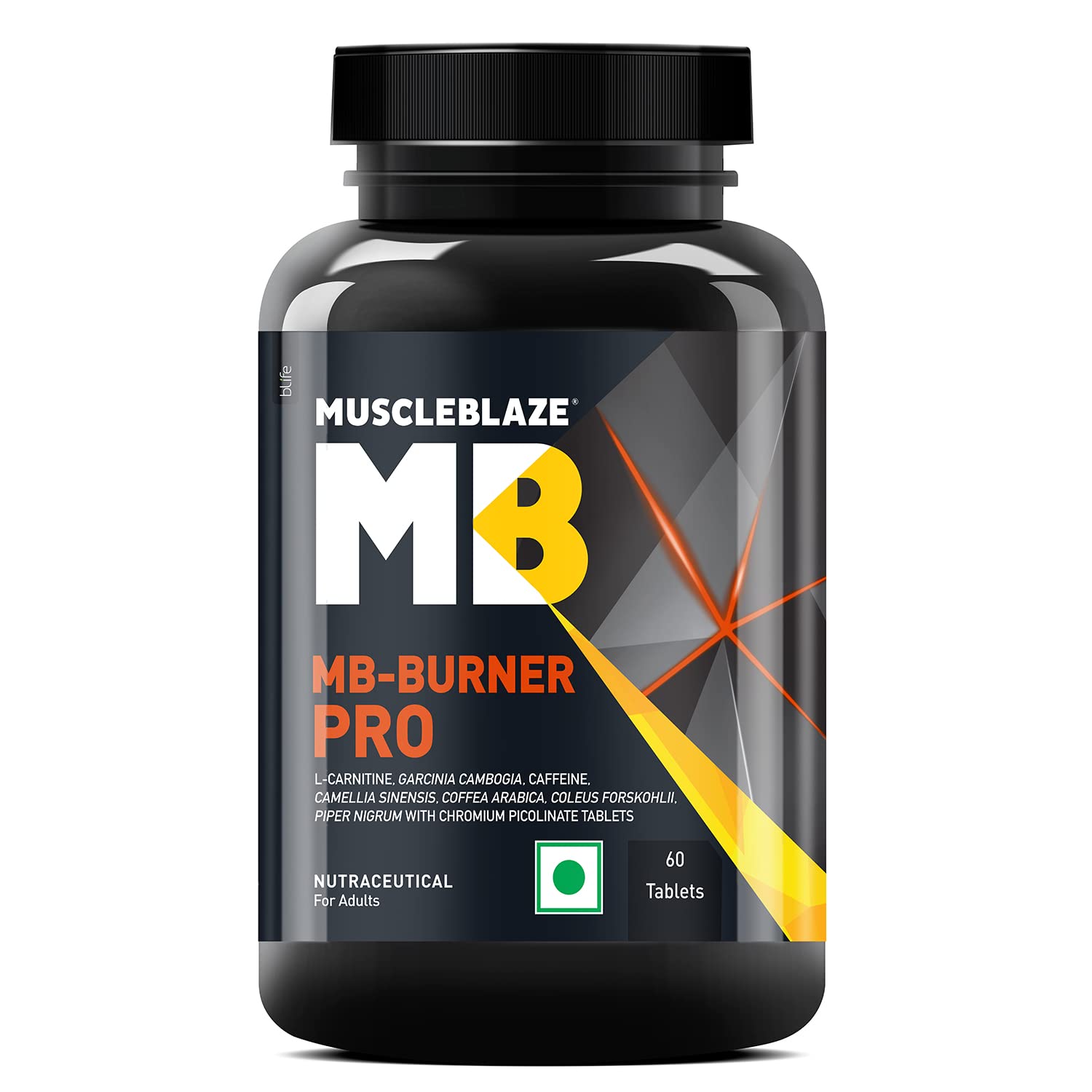 MuscleBlaze MB-Burner PRO (60 Tablets) | L- Carnitine, Garcinia Cambogia, Caffeine, Green Tea, Coleus Forskohlii, Green Coffe