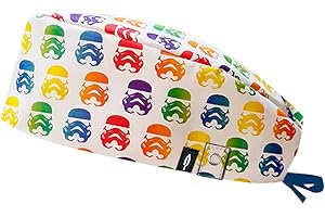 ROBIN HAT – Modèle : RETRO STARWARS AVEC CLICK SYSTEM - Cheveux courts - ROBIN HAT Casquette de salle d'opération avec système de fermeture à clic - Réglable - 100% coton (Autoclave)