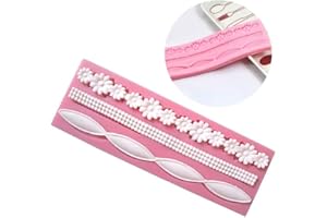 DIVISTAR Moule à gâteau en silicone avec 3 cordes en forme de fleur et perles