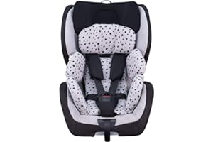 JYOKO KIDS Funda de algodón para reductor talla 1 de silla de coche compatible con Maxi Cosi Recaro Zero, I-Size (Black Star)