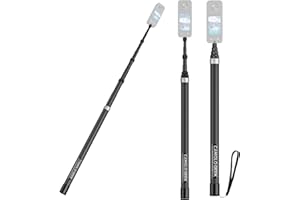 CAMOLO GEEK 3,0 m niewidoczny kij do selfie z włókna węglowego, wydłużony bardzo 3 m, kompatybilny z aparatem Insta360 X4 X3 ONE X2, ONE R, ONE X, ONE GO 3S 3 2 Action 360 (17 do 299.7 cm)