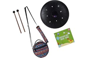 Btuty Tongue Drum a 5.5 Pollici 8 Toni Chiave C Mini Handpan Tamburo Acciaio Strumento a percussione a tamburo,con Mails Borsa per il trasporto,per la Meditazione Yoga Zazen Educazione musicale