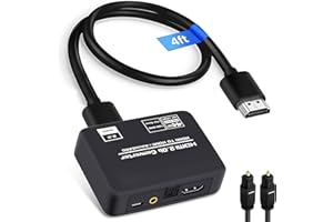 AVEDIO LINKS Konwerter ekstraktor audio 4K@60Hz HDMI ARC 2.0b , adapter rozdzielacza, HDMI ARC + optyczny Toslink S/PDIF + wyjście stereo 3,5 mm; obsługuje HDCP2.2 Digital PCM DTS 5.1, kabel optyczny w zestawie.