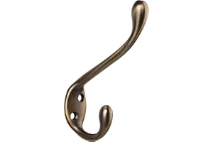 HASWARE 6 szt. haczyków na szlafrok z podwójnym ząbkiem, podwójne haczyki na płaszcze z 12 śrubami antyczne haczyki montowane na ścianie, wieszaki w stylu vintage, duże wytrzymałe na czapkę, ubrania, wieszak na ręczniki, klucze (antyczny mosiądz)