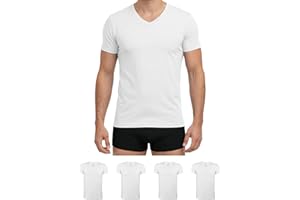 ALPIDEX Herren T-Shirts 4er Set V-Ausschnitt Männer Business Unterhemd Kurzarm Stretch Shirt Baumwolle Basic Slim Fit