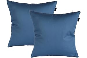 DISELIO Pack 2 fundas de cojín 45x45 cm Azul Delfín – Tejido resistente y duradero, cremallera oculta, acabado artesanal hecho en España. Ideal para decoración de la casa, sofá, cama. (2LC Azul Delfín 45x45)