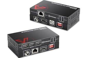 V AV ACCESS AV Access Extensor KVM 4K sobre TCP/IP Ethernet Hasta 120 m (390 pies), UHD 4K@30Hz 1080P@120Hz, 16 Juegos de Interruptores DIP, Función EDID, 3 Puertos USB 2.0, a Través de Cable Cat5e/6