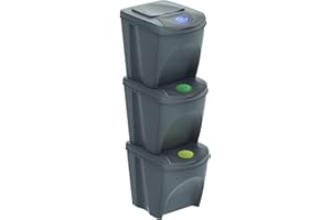 PROSPERPLAST Lot de 3 bacs de recyclage d'une capacité de 75 litres en couleur grise