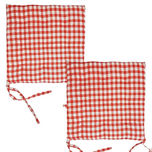 2x proheim Stuhlkissen Karo 40 x 40 cm 9er Steppung in Rot gepolstertes Sitzkissen bequeme & komfortable Sitzauflage in Sparsets – Farbwahl - 4