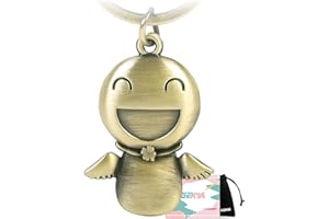 GZXYA Porte-clés au motif ange gardien, pendentif porte-bonheur, avec feuille de trèfle, pour examens ou voiture, approprié comme cadeau pour femmes, petite amie, collègues