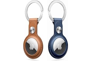 BOTTLE BEAT BottleBeat 2 Pack AirTag Holder for Apple AirTag with Keychain - Anti Lost, Scratch-Resistant AirTag Keyring Case for Key, Pet Collar, Luggage, Backpack - PU Leather Protective Air Tag Accessory Cover