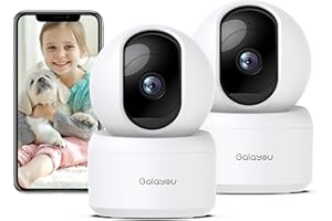 GALAYOU 2K WiFi husdjurskamera, hemsäkerhetskamera inomhus för hund, katt, babyövervakningskamera, 360° trådlös, rörelsespårning, mörkerseende, 2-vägs ljud, G2 (2P)