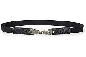 JASGOOD Women Skinny Elastic Stretch Belt for Dresses Retro Ladies Waist Vintage Thin Belt, Brown