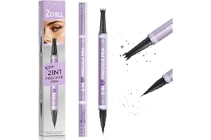 2CHILL Waterproof 2-in-1 Freckles Pen, Long-Lasting Freckle Pen, Freckle Stamp with Two Tips and Eyebrow Pencil, Simple, Natural Makeup for All Skin Types (02 Brown)