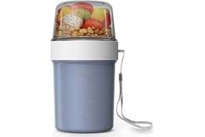 Abree Lunch Pot Ellipse, Boîte à Repas Gobelet à Muesli, Tasse de Céréales, Coupe du Yaourt, Tasse à Emporter - Convient au Congélateur, au Micro-ondes et au Lave-vaisselle, 560ml+310ml (Bleu)