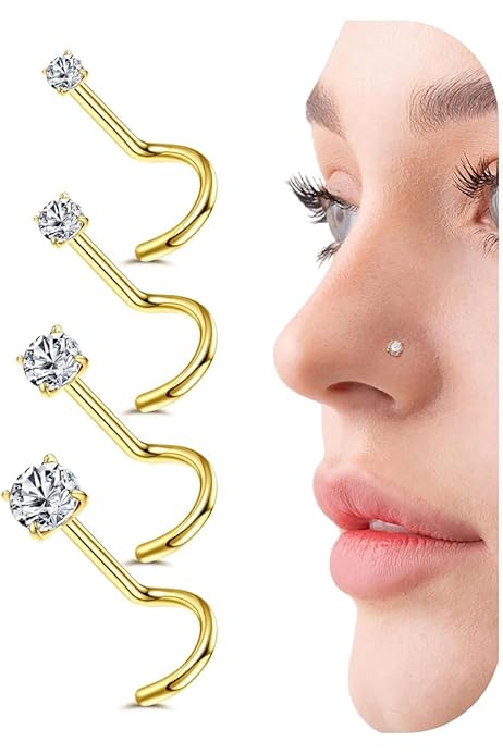 Set 18 Piercing Per Naso In Acciaio Chirurgico - Cerchi E Borchie Con CZ, 18G/20G Per Uomo E Donna - Foto 12