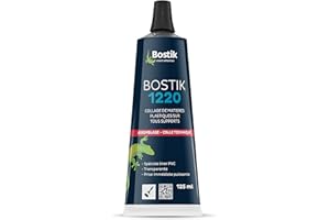 Bostik - Colle Contact Nitrile Liquide 1220 - Multi-Usages - Idéale Pour Liner PVC - Transparente - Tube de 125 ml