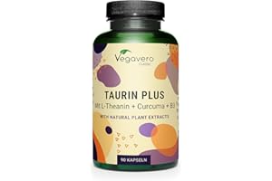L-taurine 1000mg | Avec L-theanine et Curcuma | Anti Age & Fatigue + Performance Sportive | Vegan & Sans Additifs | Vegavero®