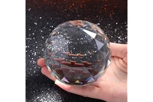 BESOT Cristal de Cuarzo Cristal Facetado Bola Natural Piedras y Minerales Feng Shui Cristales Bolas Miniatura Estatuilla Kristal Products (80mm)