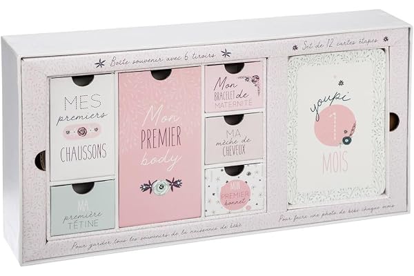 Atmosphera - Coffret Cadeau de Naissance Mon Premier... 20x38 cm - Rose