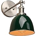 Mrdsre Retro Vintage Brass Wall Lamps For Bedroom, Green Glass - View #5