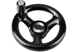 CCYLEZ Volant de fraisage 1 pièce Tour Noir, alésage 12 mm diamètre 100 mm Volant à 3 Rayons avec poignée pour fraiseuses, Tours, rectifieuses