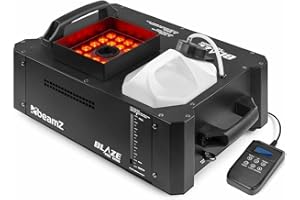 BeamZ BLAZE1200 Machine à Fumée Verticale et Horizontale RGBA - 1200 Watts, 24 LEDs de 4W, Réservoir 2,8L avec Indicateur, Modes DMX ou Autonome, Idéale pour Créer Vos Soirées DJ ou Concerts