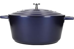 MASTER CLASS MasterClass Casserole avec couvercle, grand modèle 5L/28 cm, en fonte d'aluminium légère, compatible avec la plaque à induction et le four, bleu