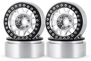 AXspeed Beadlock Lot de 4 jantes en métal pour RC Axial SCX10 RedCat TRX-4 Échelle 1/10 Argenté et noir