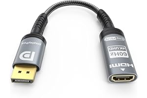 Ubluker 4K 60Hz Adattatore DisplayPort a HDMI, Premium IC:PS176 DP a HDMI Prolunga Cavo Maschio-Femmina 4K 60Hz 2K 165Hz 144Hz 120Hz 60Hz Supporto UHBR HDCP2.3 PC Monitor Laptop Proiettore TV