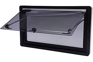 Ganekihedy Wohnwagenfenster Ausstellfenster Camper Wohnwagen Fenster Wohnmobil Fenster RV Klappfenster Externes Push Fenster mit integriertem Rollo und Fliegengitter,500 * 350mm